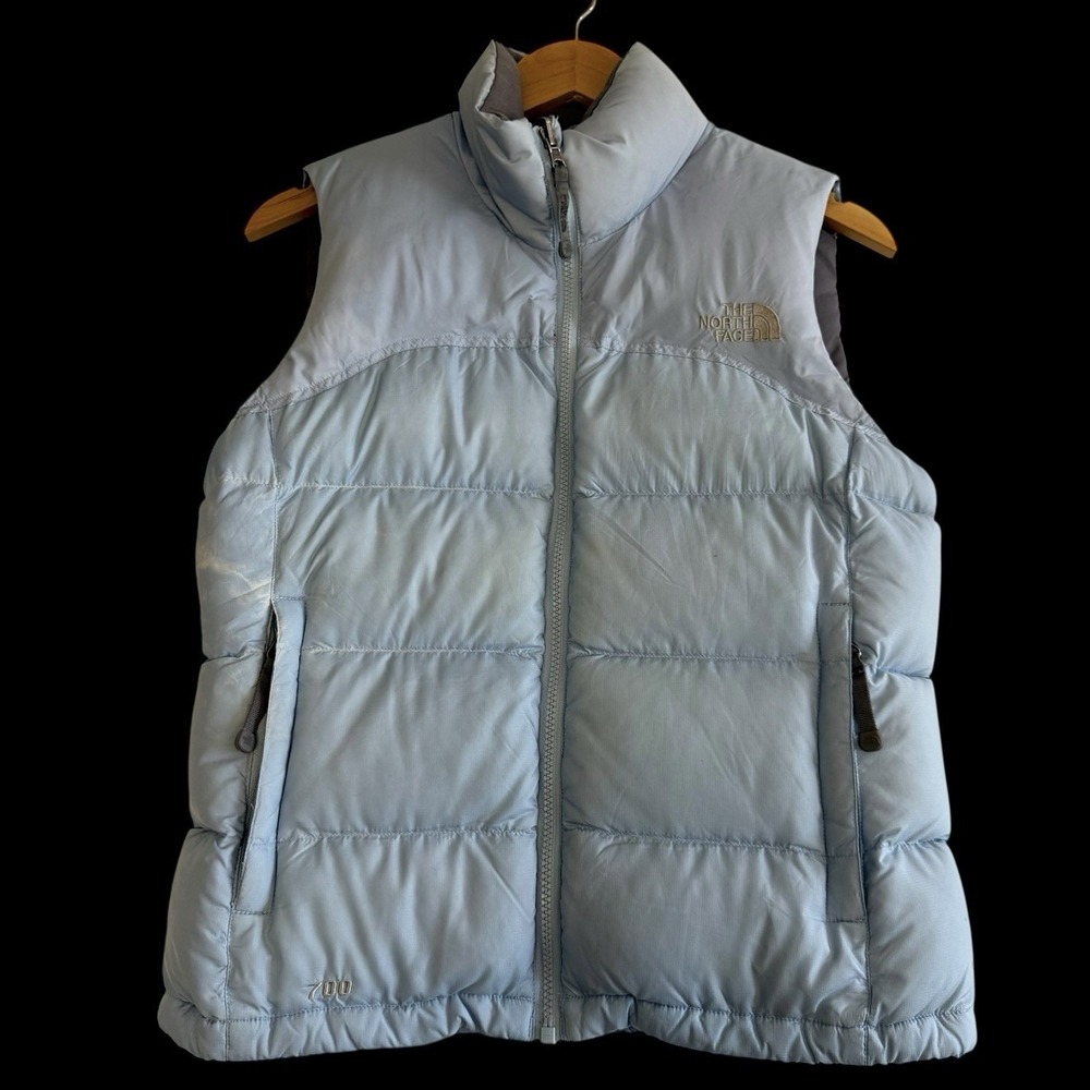 The‎ North Face Nuptse 61661 Down Vest Women XS Blue Full Zip Winter Puffer #299